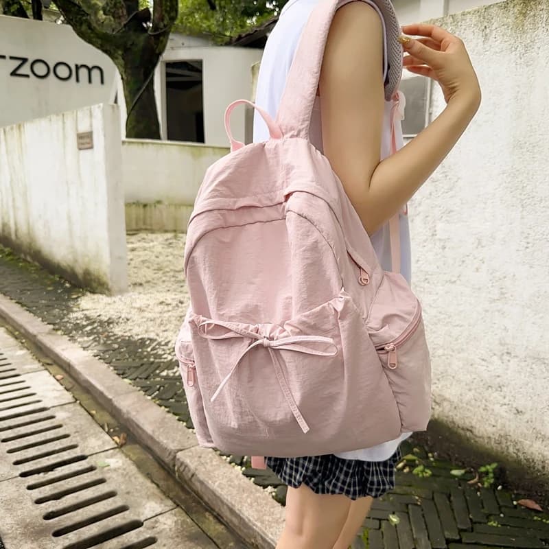 Nuovo zaino carino in tinta unita da donna, zaino da studente in nylon per il tempo libero, zaini da scuola femminili per ragazze adolescenti, zaino da viaggio alla moda