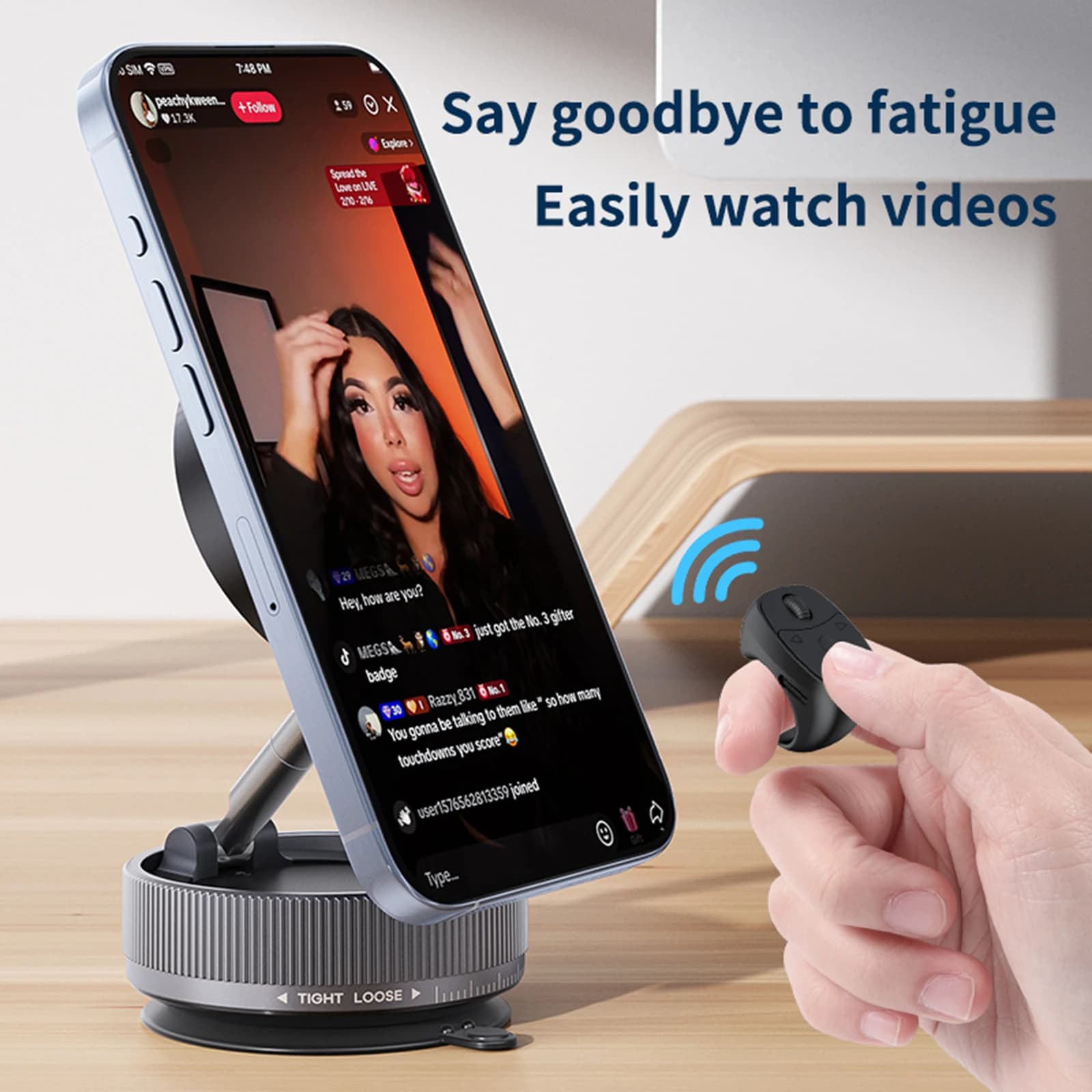 Telecomando ad Anello BT 5.3 per Smartphone, Controllo Mouse e Cambio Pagina, Otturatore Wireless per Fotocamera, Pulsante Selfie