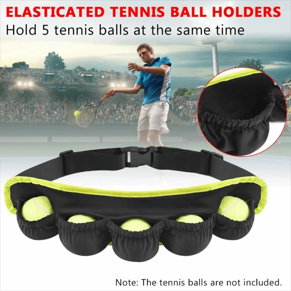 Holding 5 Balls Tennis Ball Band Strong Band Adjustable Waist Strap Tennis Ball Holder Black Green Waist Bag Training