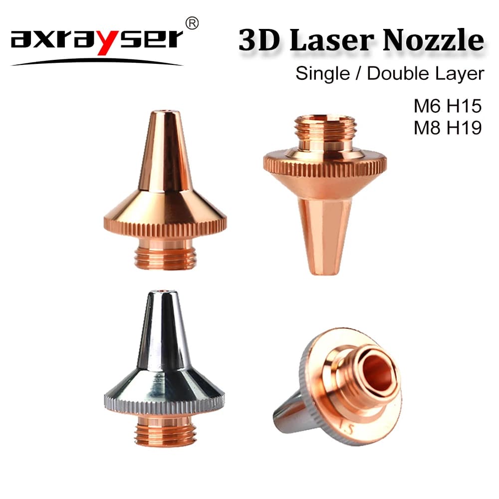 Ugelli laser 3D M8 M6 Parti di macchine da taglio in fibra a doppio strato singolo cromato per Raytools BT240S BM109 WSX HAN'S Precitec