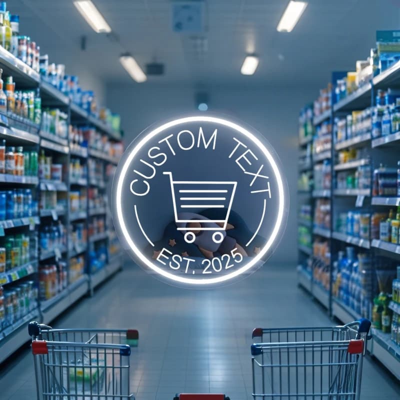 Insegna al neon personalizzata Lampada da parete con pulsante USB Negozi Mall Decorazioni per la casa Bagliore bianco Design rotondo Boutique Visualizzazione della segnaletica del prodotto