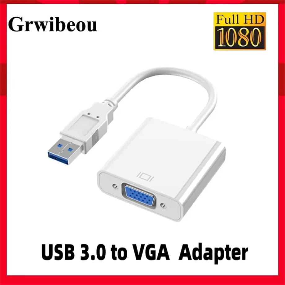Adattatore Video USB 3.0 a VGA 1080P, Convertitore Multi-Display, Cavo Video per Proiettore, Laptop, Monitor, PC, TV
