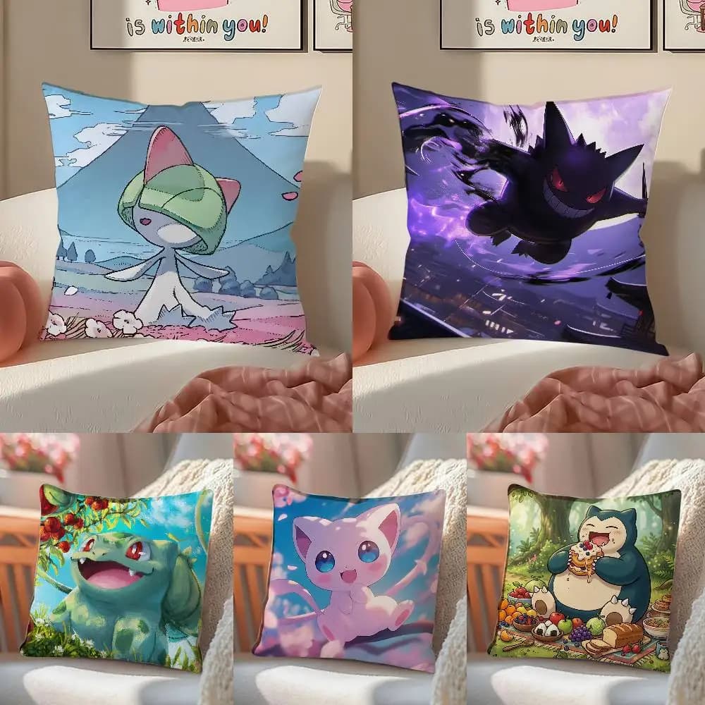 Pokemon Treecko Anime Plush Pillow Cover Soft Short Plush Cushion Cover For Sofa Bedroom Home Decor Gift Decoration