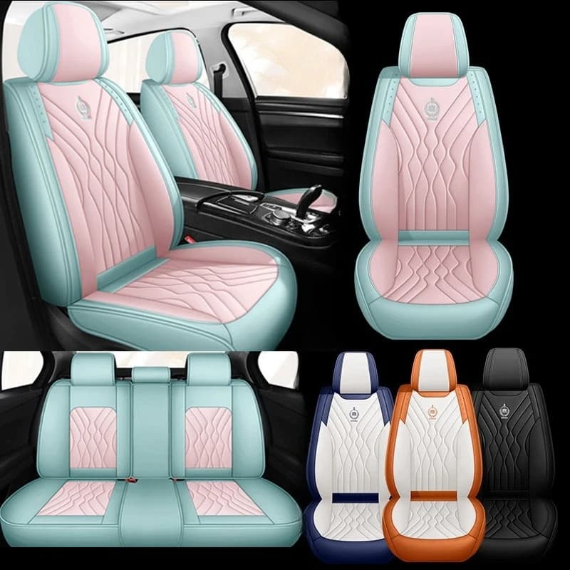 Covers for sewn cars with full coverage, complete set with 5 seats: comfortable and durable Napa leather, for all seasons, suitable for most cars
