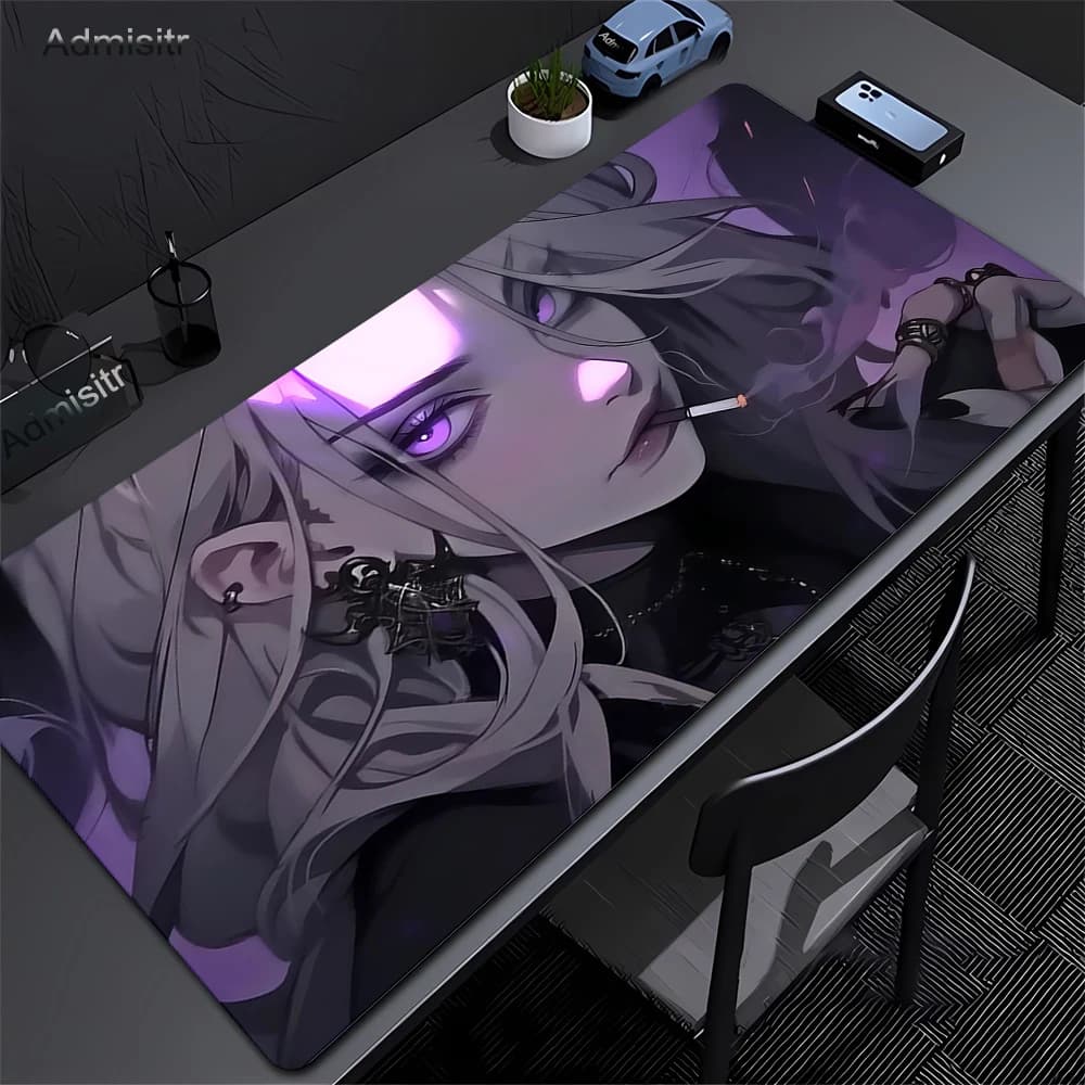XXL Mouse Pad PC Viola Anime Girl Gamer Mousepad Computer portatile Tastiera Accessori Mouse Zerbino Tappeto Tappetini da scrivania estesi 50x100 cm