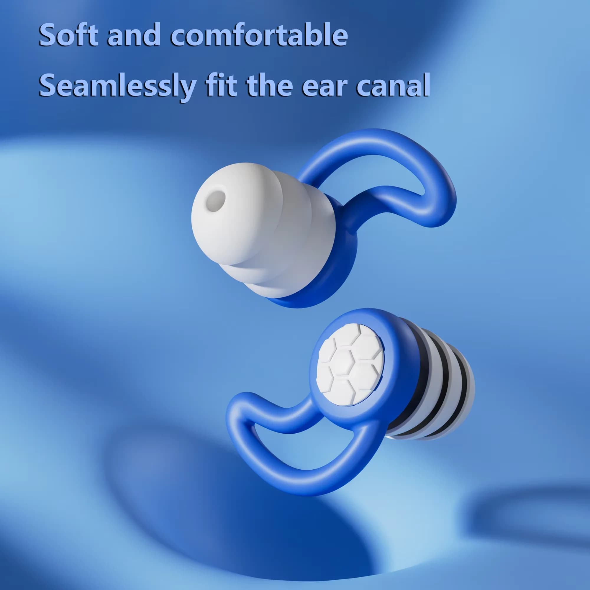 Protezione per le orecchie in silicone per il nuoto, tappi per le orecchie a tre strati con riduzione del rumore, cappuccio isolante acustico, impermeabile e lavabile per bambini e adulti