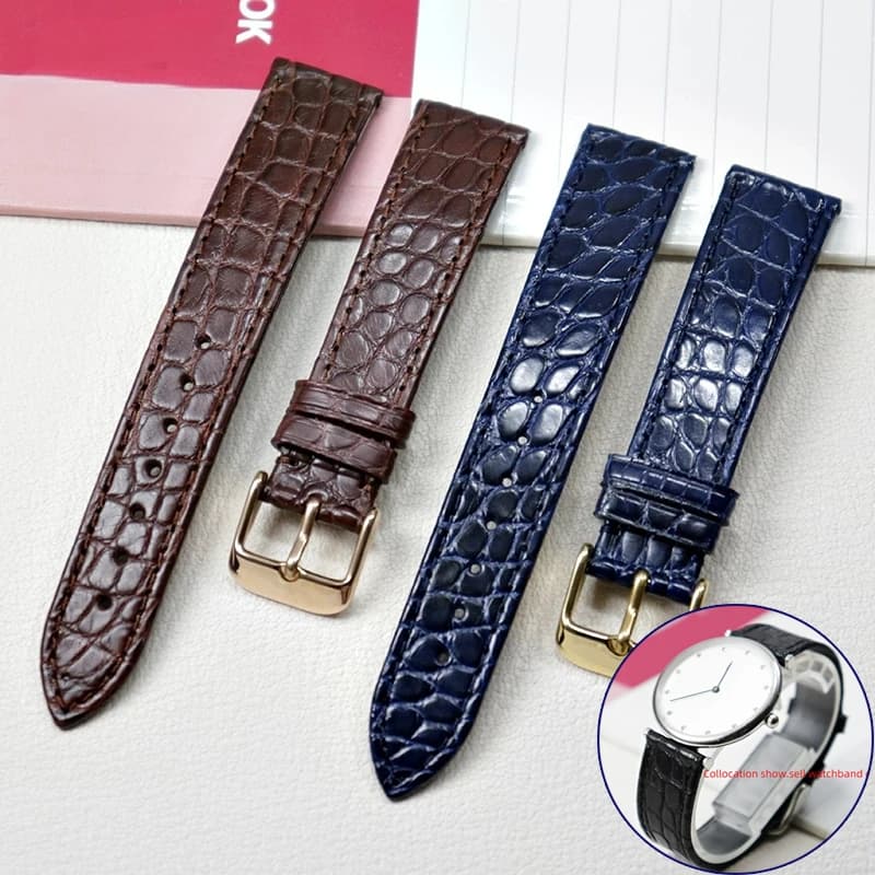 Sottile coccodrillo cinturino in vera pelle per Longines L4 L2 Seiko Omega Cartier Tank Santos 13 14 16 18 19 20mm uomo donna cinturino