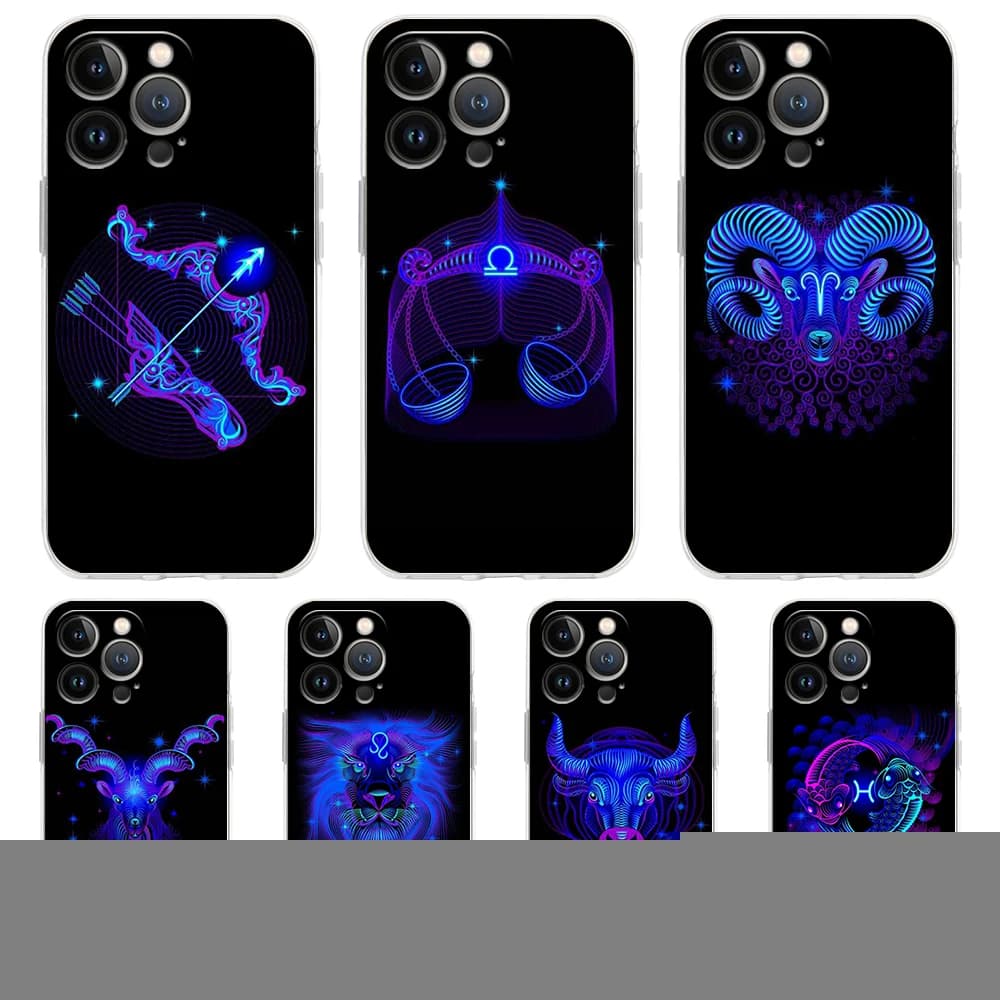 Segno zodiacale Custodia trasparente per telefono per iPhone 16 15 14 13 12 11 Pro Max XR 8 7 Plus XS Max Custodia antiurto di lusso Fundas