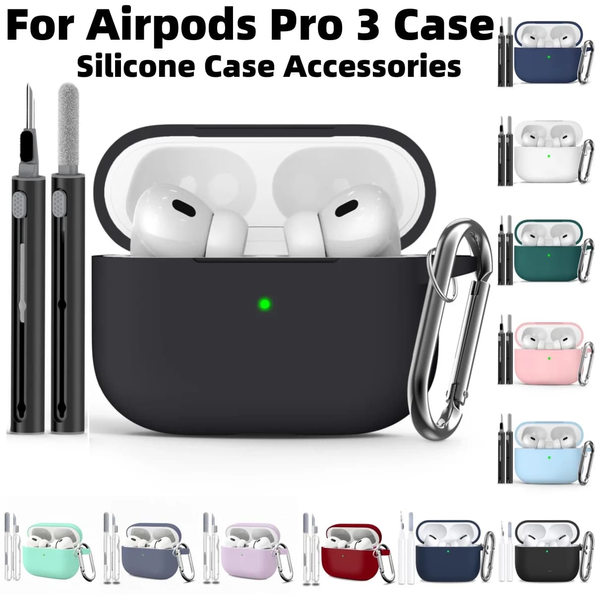 2025 For AirPods Pro Third-generation Soft Silicone Case for AirPods Pro 3 Protective Case with Cleaning Kit for AirPods Pro 3