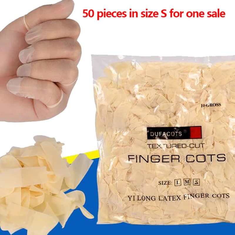 Confezione da 50 coperture protettive antiscivolo in lattice per dita, lettini antistatici monouso per procedure di nail art.