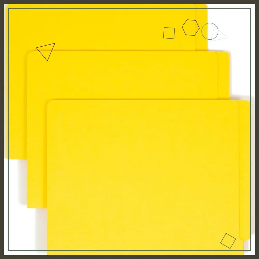 Cartelle di file rinforzate con linguette di fissaggio, formato lettera, gialle, 50 per scatola per l'organizzazione dell'ufficio