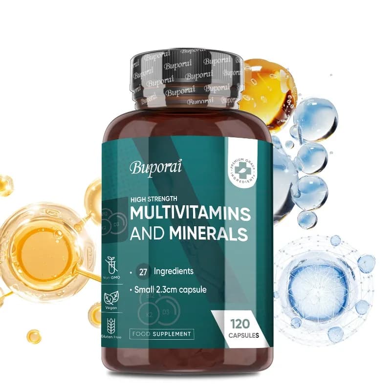 Integratori di multivitamine e minerali - Promuovono la produzione di globuli rossi, alleviano la fatica, mantengono la salute delle ossa