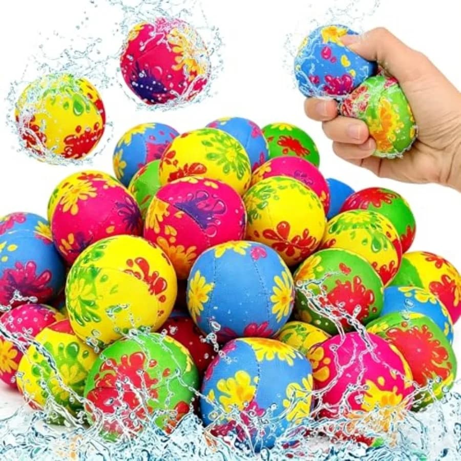 32 Pcs Water Splash Balls, Colorful High Elasticity Water Absorbent Balls, Mini Super Splashers Water Bombs for Beach, Pool, Pa