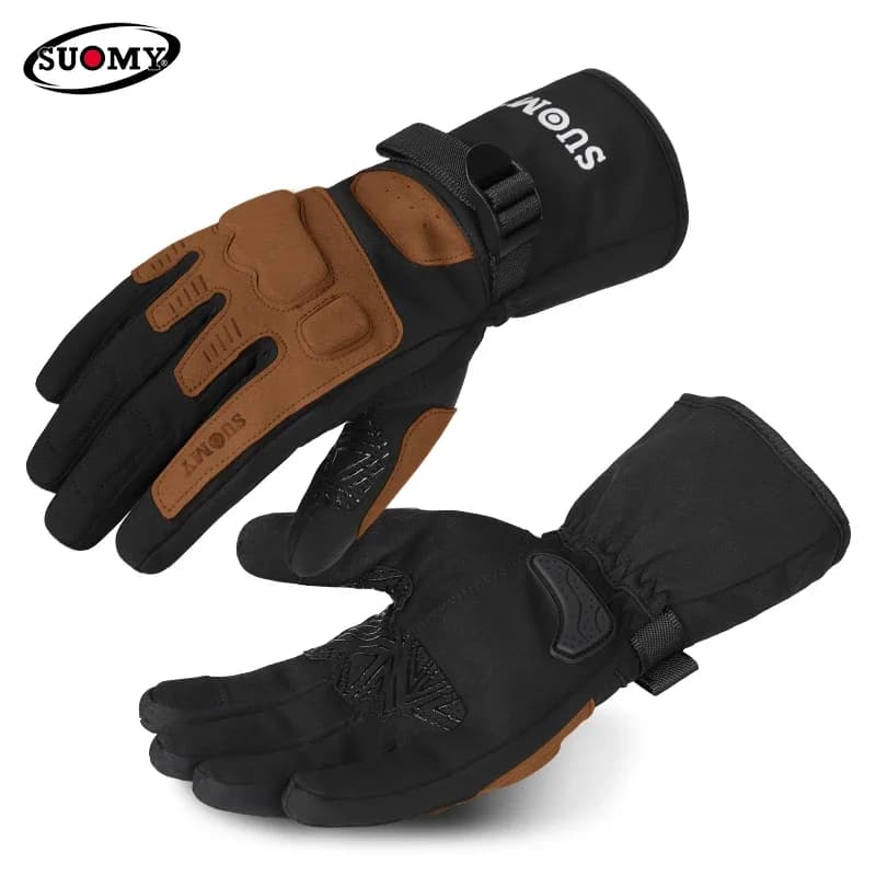 SUOMY Winter Winter Long Style Motorcycle Riding Gloves Grey Pink Brown Anti-drop Motorcycle Rider Waterproof Autumn Warm Gloves
