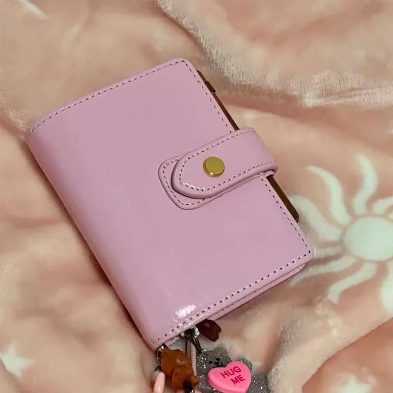 Pink Genuine Leather Planner Yiwi A8 A7 A6 Gold ring Agenda Organizer Diary Journal with Money Pocket