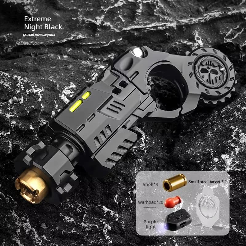 Mini Pistola Antistress in Metallo con Funzione Eject, Fidget Spinner Meccanico, Slider a Cricchetto, Giocattolo Antistress a Forma di Pistola