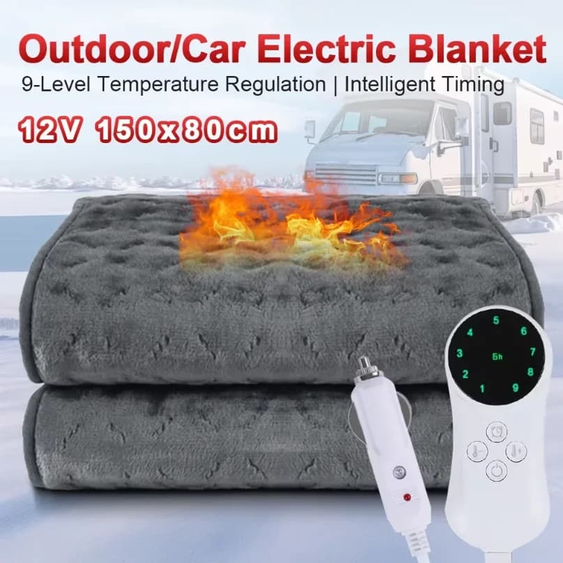 Car Electric Blanket 12V 9 Level Electric Plate Knee Pad Office Cover Leg RV Cigarette Lighter DC Camping Heat Mat