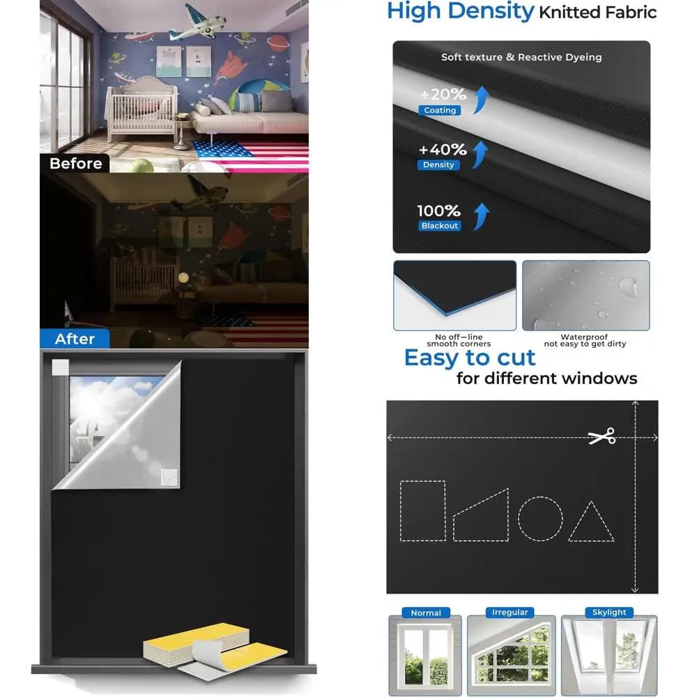 63x70 Wallet Curtains for Bedrooms, Heat Resistant, Fai-to-Te Without Drilling, Ideal for Rooms or TV Rooms (Black)
