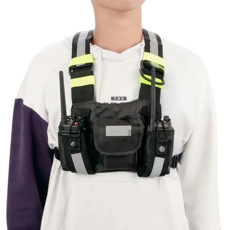 Fondina a spalla Radio bidirezionale riflettente pettorale porta imbracatura borsa gilet Rig Walkie Talkie pacchetto anteriore custodia Drop Ship