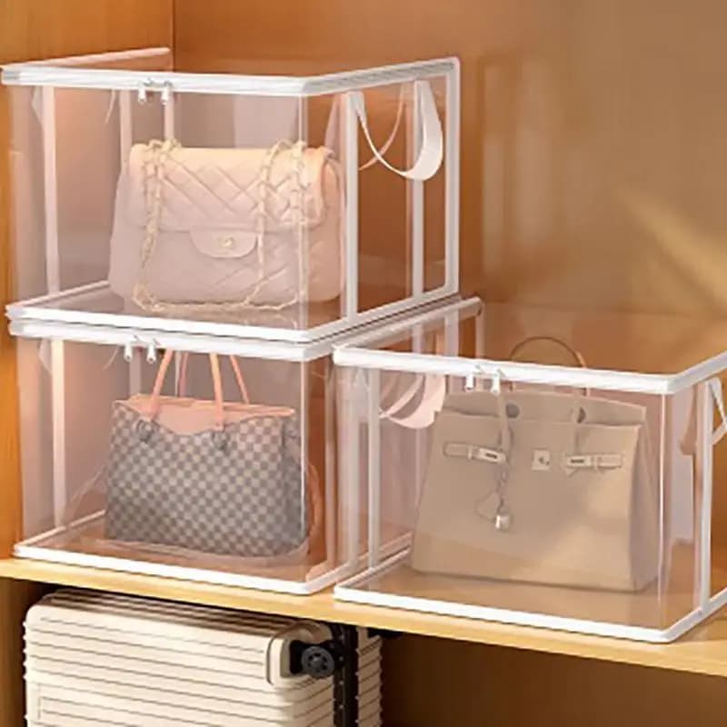 Large Square Storage Box Black/White Frame Heavy-Duty PVC: Transparent Multi-Purpose Organizer Container