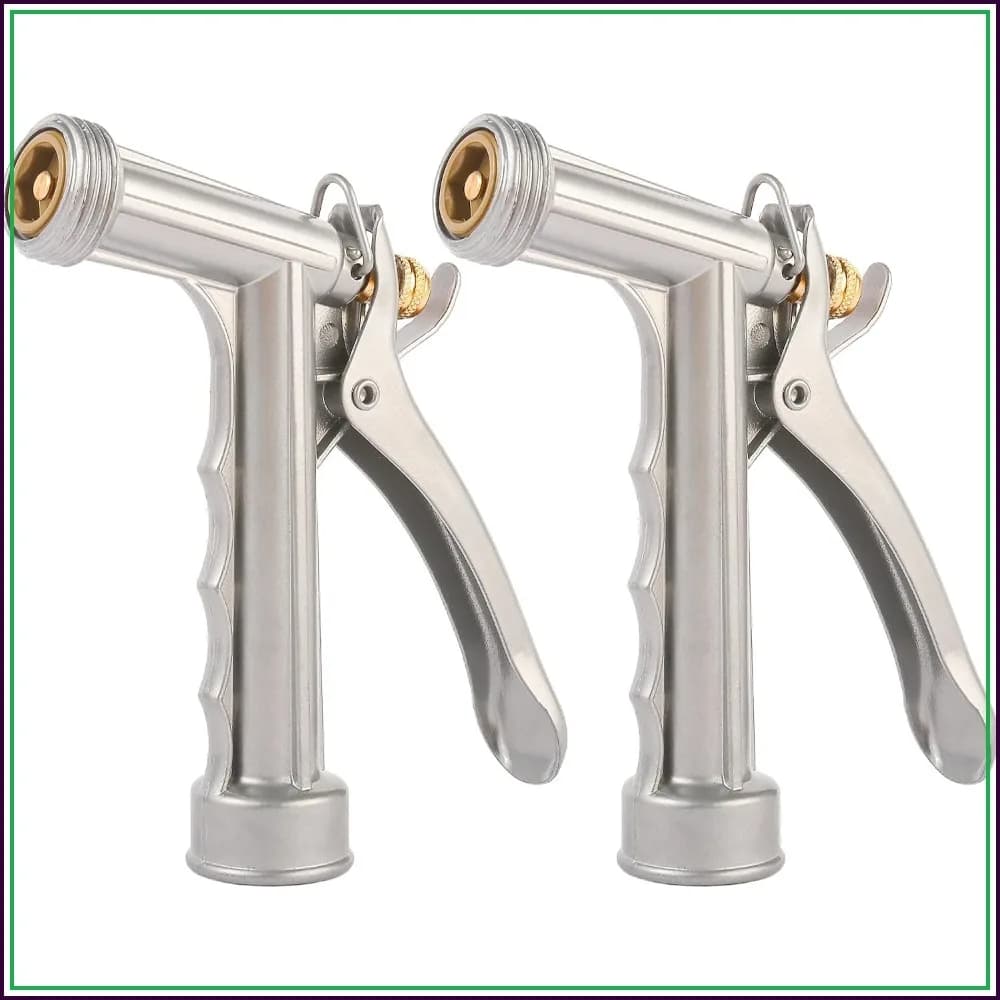 2-Pack Zinc Alloy Garden Hose Nozzle, High Pressure Pistol Grip Sprayer with Threaded Front, Adjustable Flow
