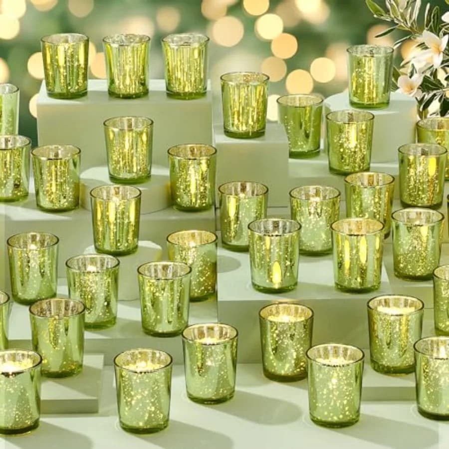 Set di 50 Portacandele Votivi in Vetro, Portacandele Tealight, Decorazioni per Feste Natalizie, Centrotavola per Matrimoni