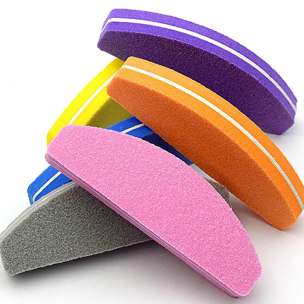 20 Pezzi Lime per Unghie in Spugna a Mezzaluna Corta, Robuste Lime Grigie per Lucidatura Unghie, Lime a Doppia Faccia, Strumenti per Manicure per Uso Domestico