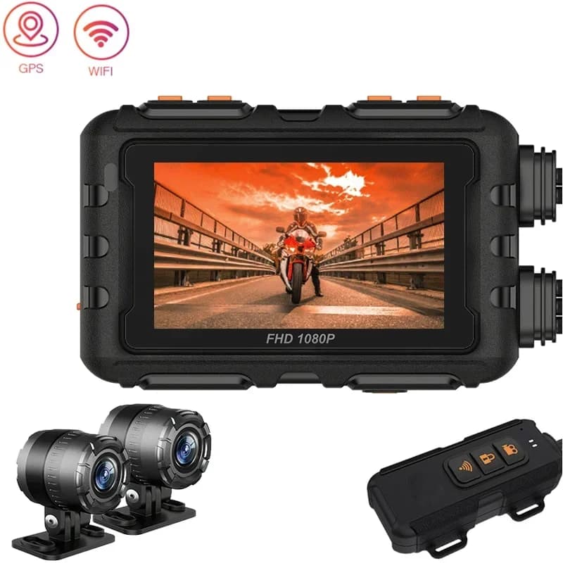 Mini WiFi Moto Dash Cam Dual HD 1080P DVR Camera No Screen 140 degrees Grandangle IP67 GPS waterproof motorcycle helmet