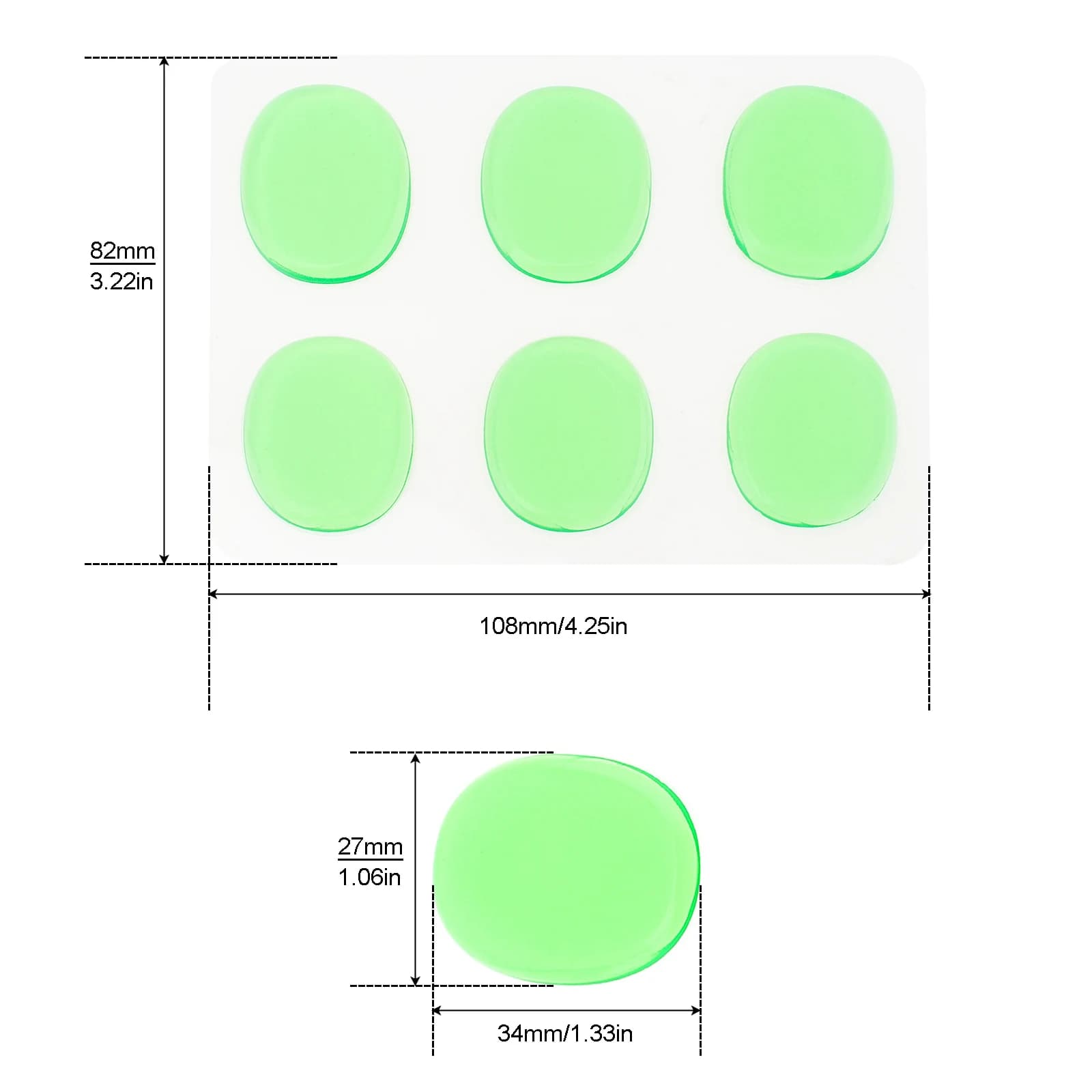 6 pezzi/set ammortizzatori silenziatori per batteria morbidi in silicone per il controllo del tono della batteria, cuscinetti muti per batteria verde