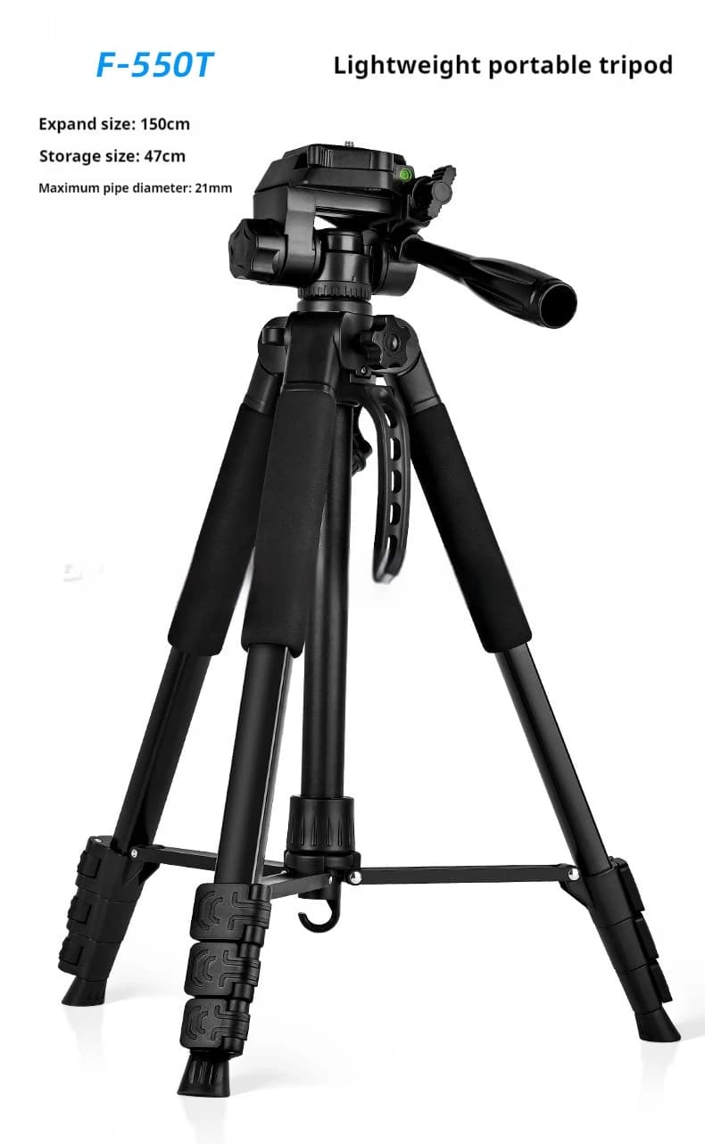Treppiede Professionale F550T per Fotocamera Smartphone, 180cm, con Telecomando e Luce Notturna per Pesca