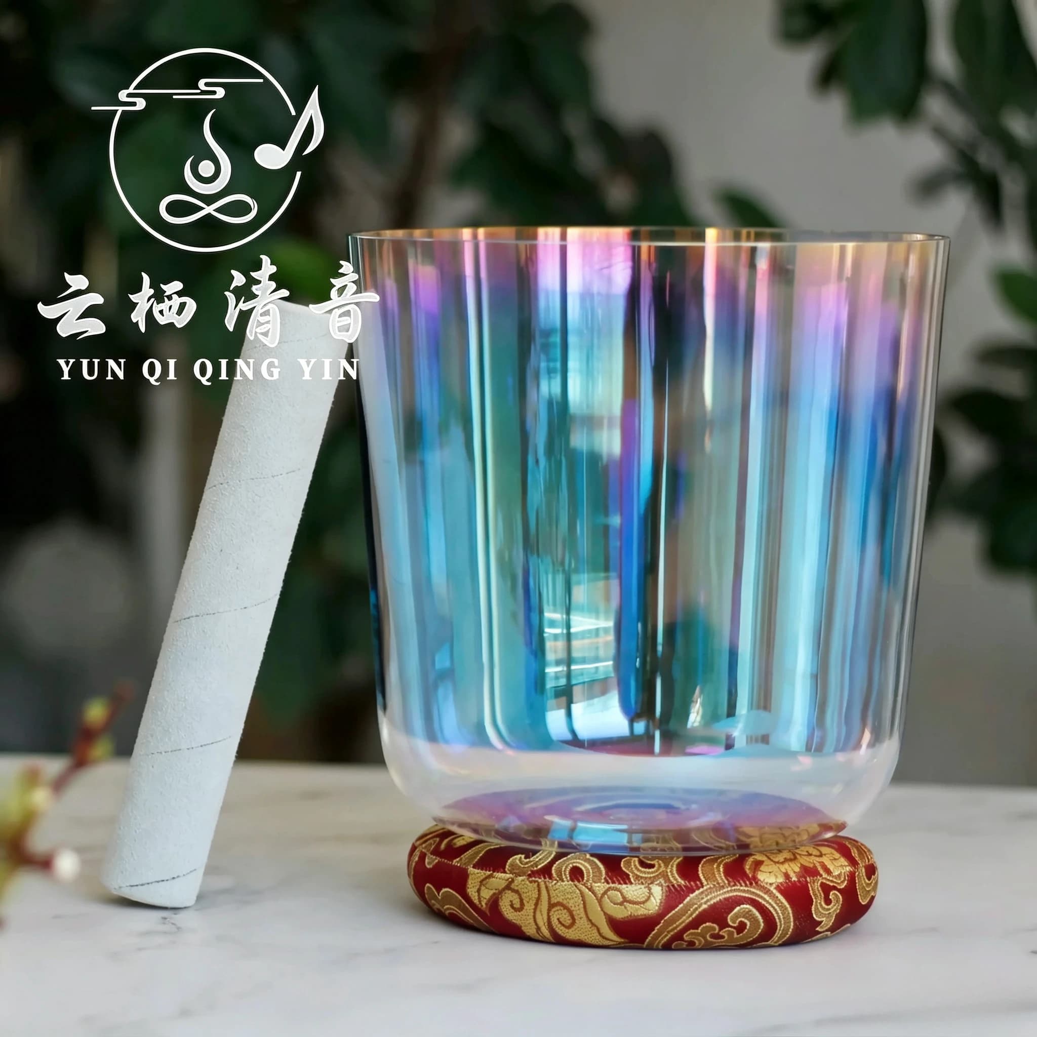 YUN QI QING YIN 6 Inch 7 Inch Alchemy Transparent Rainbow Quartz Crystal Singing Bowl 432Hz 440Hz Meditation Sound Therapy Bowl