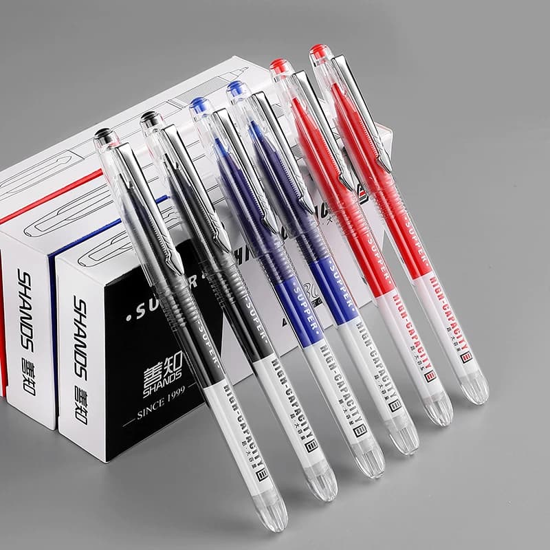 12 pezzi, penna a inchiostro Gel nero rosso blu 0.5mm, penna a sfera neutra con Clip in metallo, lunghezza di scrittura Extra lunga