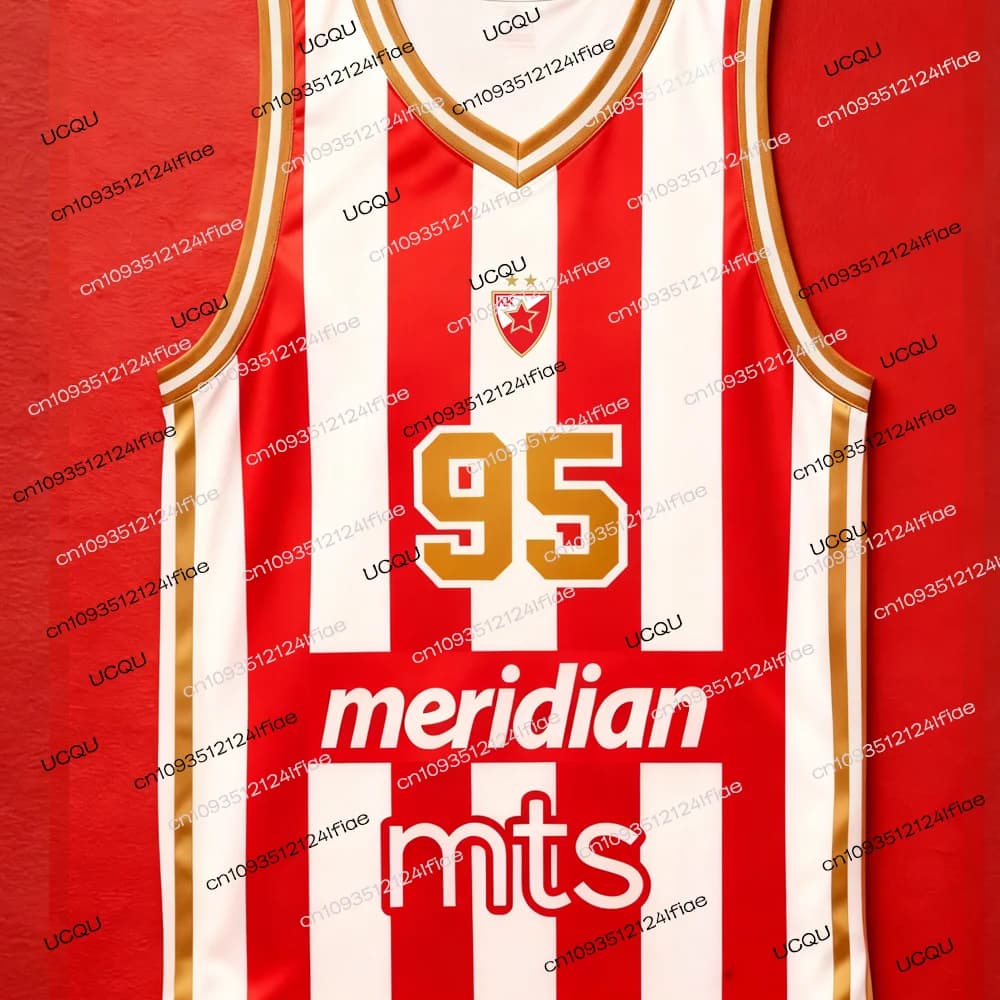 Maglia da gioco di basket serbe 2025, maglia da basket Red Star Belgrade Home, maglia da basket, gilet da uomo ad asciugatura rapida