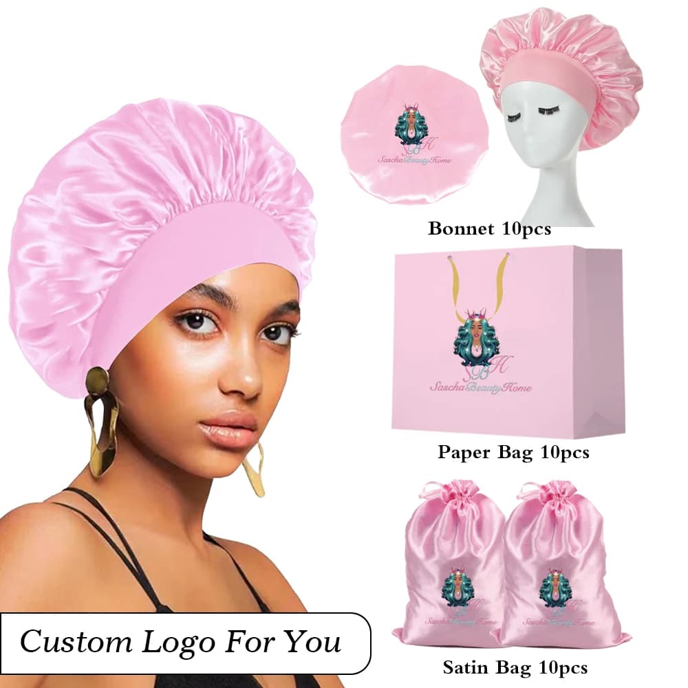 Nunify Custom Printed Paper Bags with Logo Satin Wig Bags Sleeping Headphones for Women with Logo 20/30 pcs Hair Accessories Tools