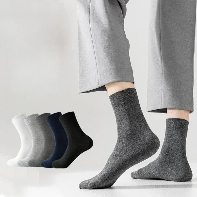 Men's Socks in Absorbent Cotton and Deodorant, in Medium Tube, for All Seasons, Casual and Business, Unit Tint