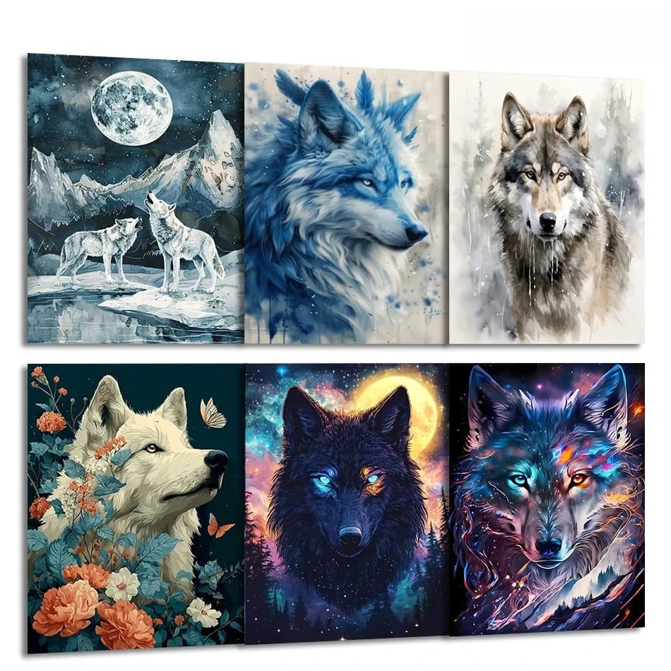 1pc frameless Painting By Numbers Draw For Adults Animals wolf Canvas Markers By Numbers Picture Paint Handiwork Kits Oil Home D