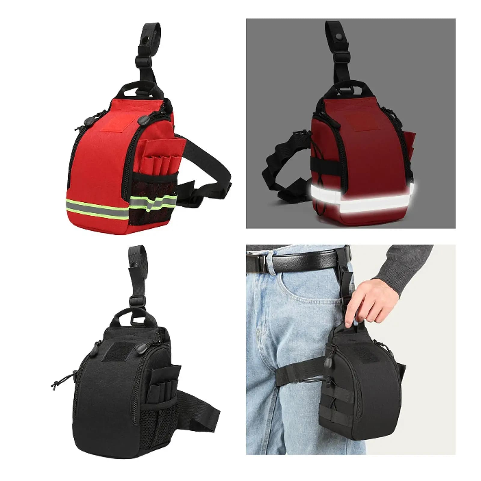 Borsa da Cintura per Pronto Soccorso con Striscia Riflettente, Tasca Portaoggetti Medica per Sport