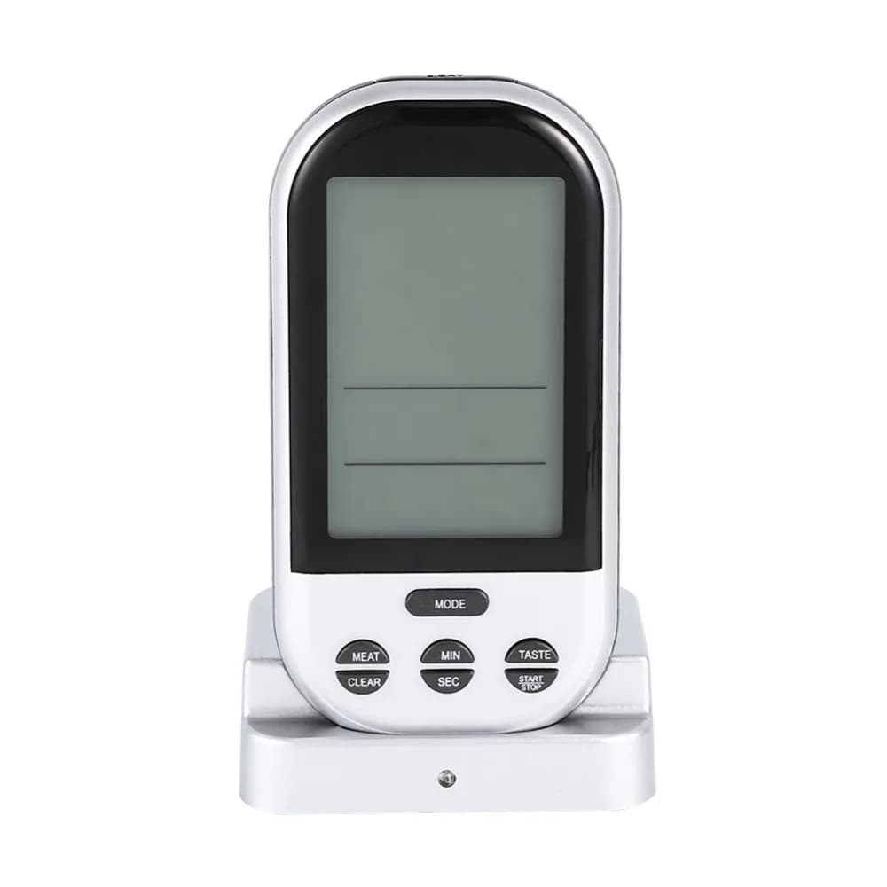 Stainless Steel Probe Digital Food Thermometer Silver LCD Display Meat Thermometer Celsius Fahrenheit Switch Long Probe