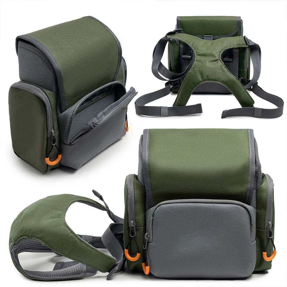 Bino Harness with Rain Cover with Rangefinder Pouch Adjustable Large Capacity Bino Case for Hunting Hiking