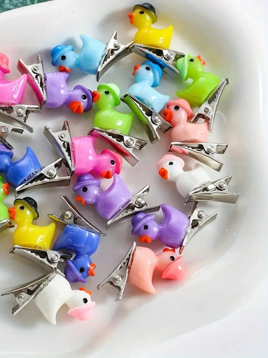 30 fermagli per capelli a forma di anatra 3D realistici, mini forcine a forma di animale dei cartoni animati per donna, per lo styling quotidiano e per le vacanze