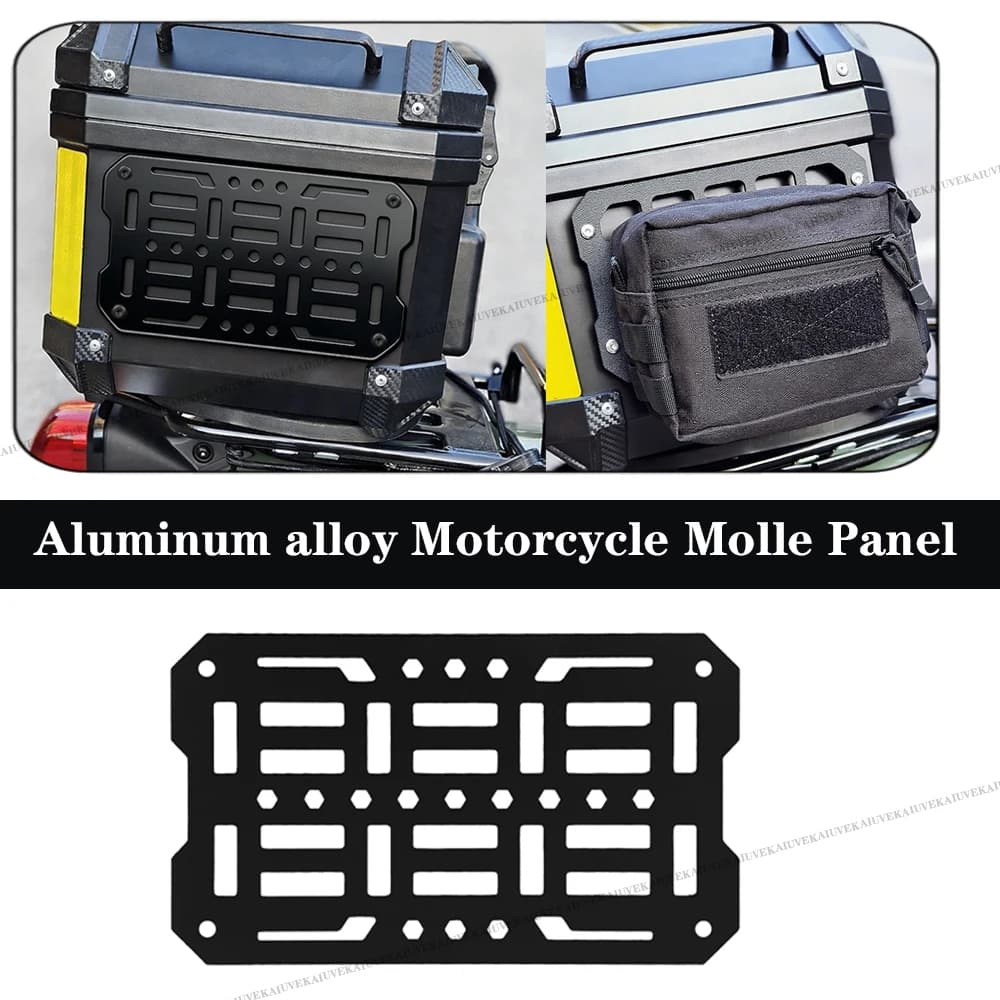 Kaiuve Modular Motorcycle Top Case Tactical Trunk Storage Organizer Aluminum Alloy Molle Panel Quick-Install Storage Box