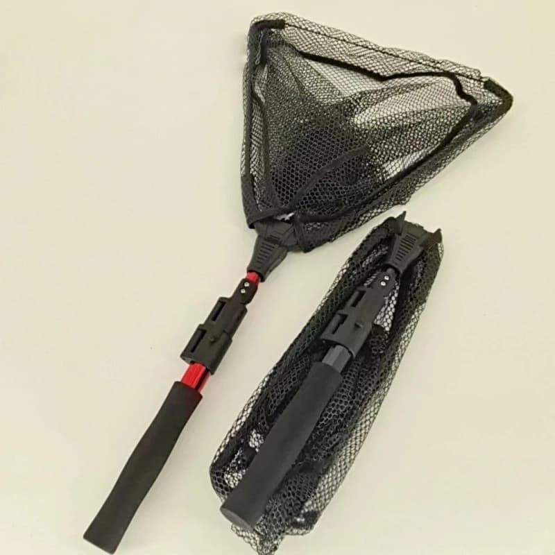 1pc 70cm Triangolo da pesca a mosca Pieghevole telescopico Rete a mano Rete da pesca in lega di alluminio Rete da pesca portatile integrata