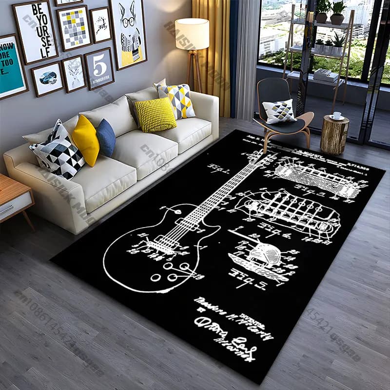 Tappeto con schema di progetto brevettato per chitarra, tappetino da yoga, decorazione per soggiorno, tappeto per bambini, tappetino per gattonare, zerbino, tappeto per area giochi