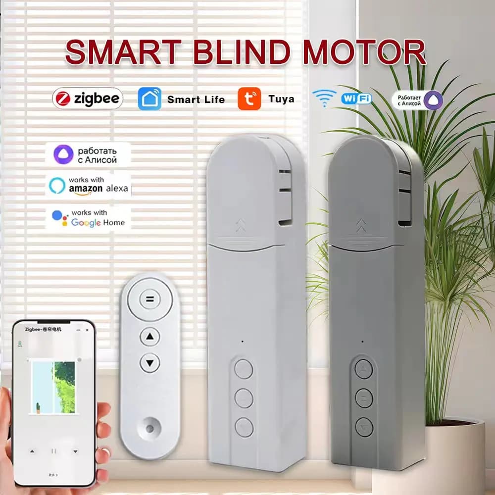 Motore per Tende Elettriche Tuya Smart Zigbee/WiFi, Silenzioso con Controllo Remoto, App e Vocale, Compatibile con Alexa, Google Home e Alice