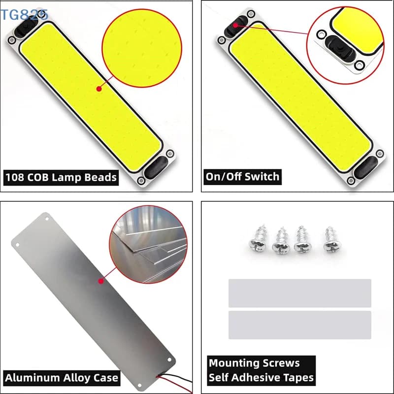 【AN】12-24V Car Interior Lighting LED Reading Night Strip Light Interior Light Dome Lamp With On Off Switch For Van Lorry Truck
