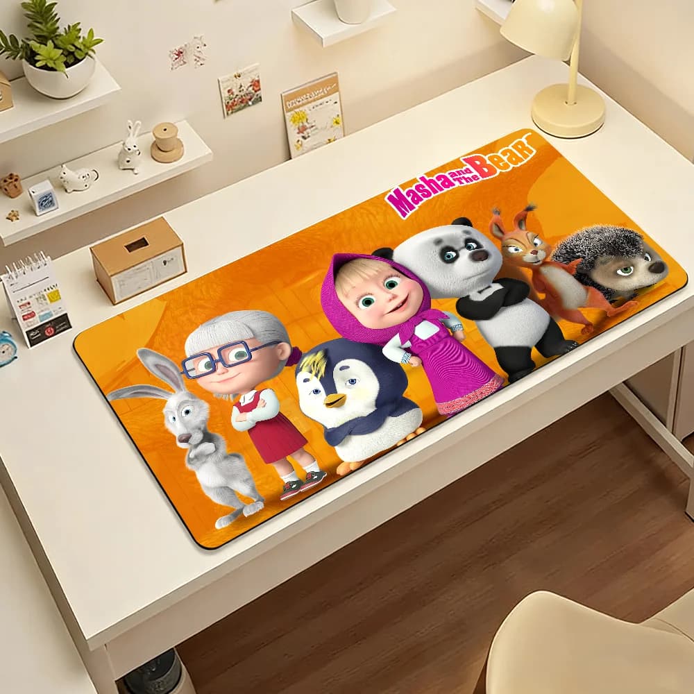 Tappetino per Mouse Cartoon M-Masha e Orso, Antiscivolo in Gomma, Tappetino per Computer, Decorazione per Scrivania, Grande per Laptop e Ufficio