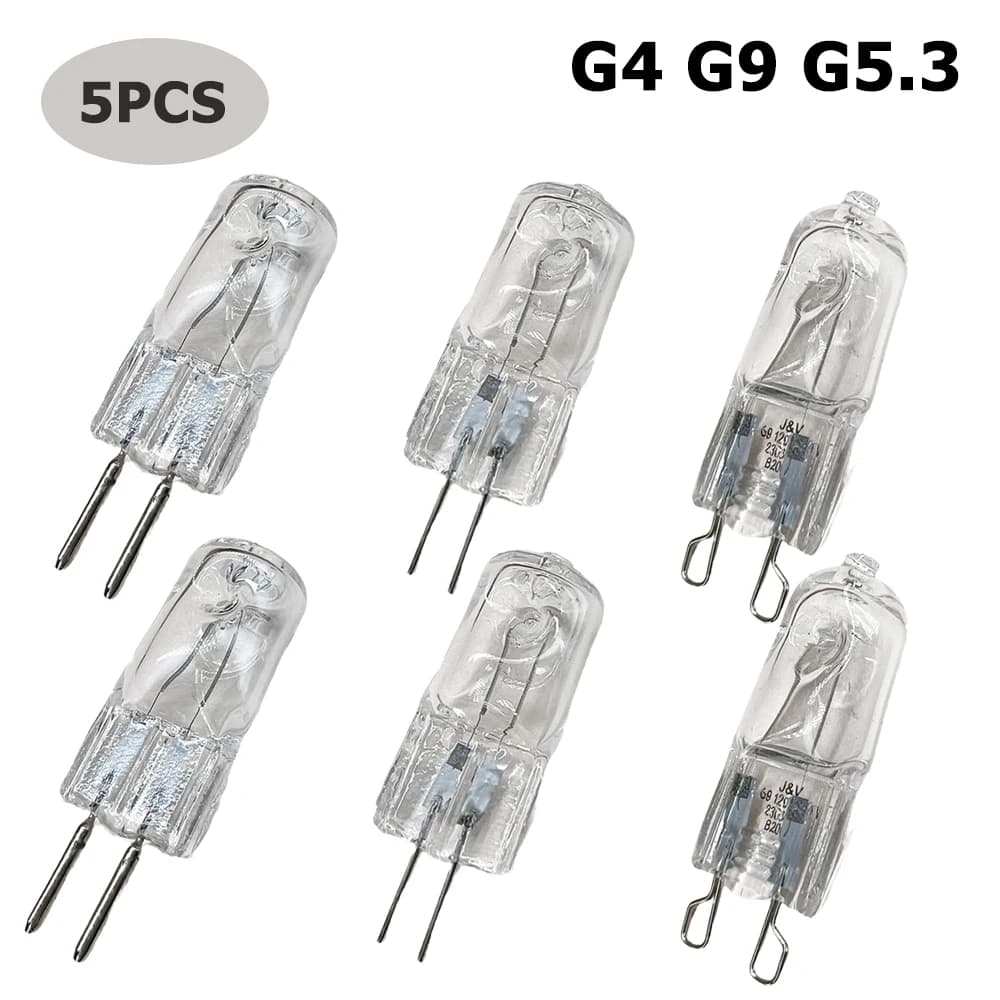 5 pz/lotto Mini 20 W-60 W Lampada Alogena G4 G9 G5.3 Bianco Caldo Lampadina 12 V 220 V Mini Luce Alogena per la Casa Lampadario Faretto