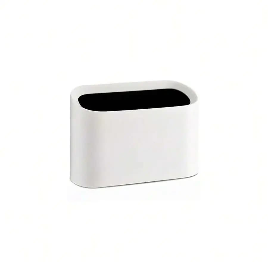 Mini Desk Trash Can With Lid White Small Countertop Waste Basket 0.5 Gallon