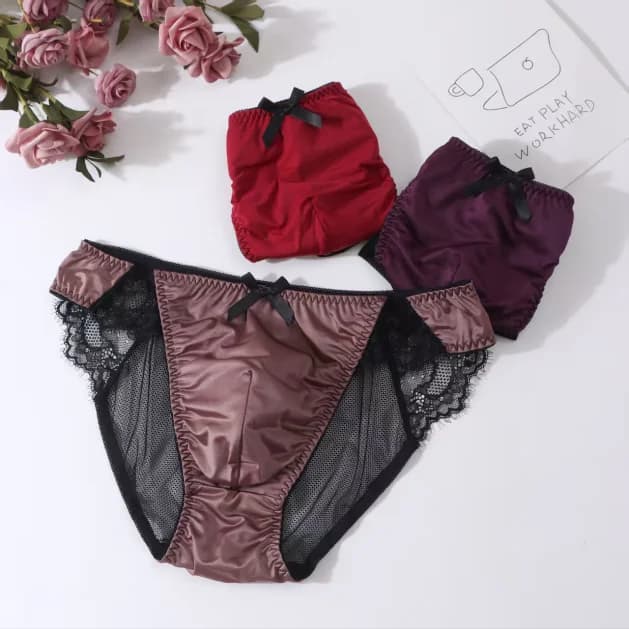 Slip da Uomo Sexy in Rete Trasparente con Bordo in Pizzo e Fiocco, Regalo per Amici, LGBQT, Stile Harajuku, per Feste Private, DJ, Club, Bar