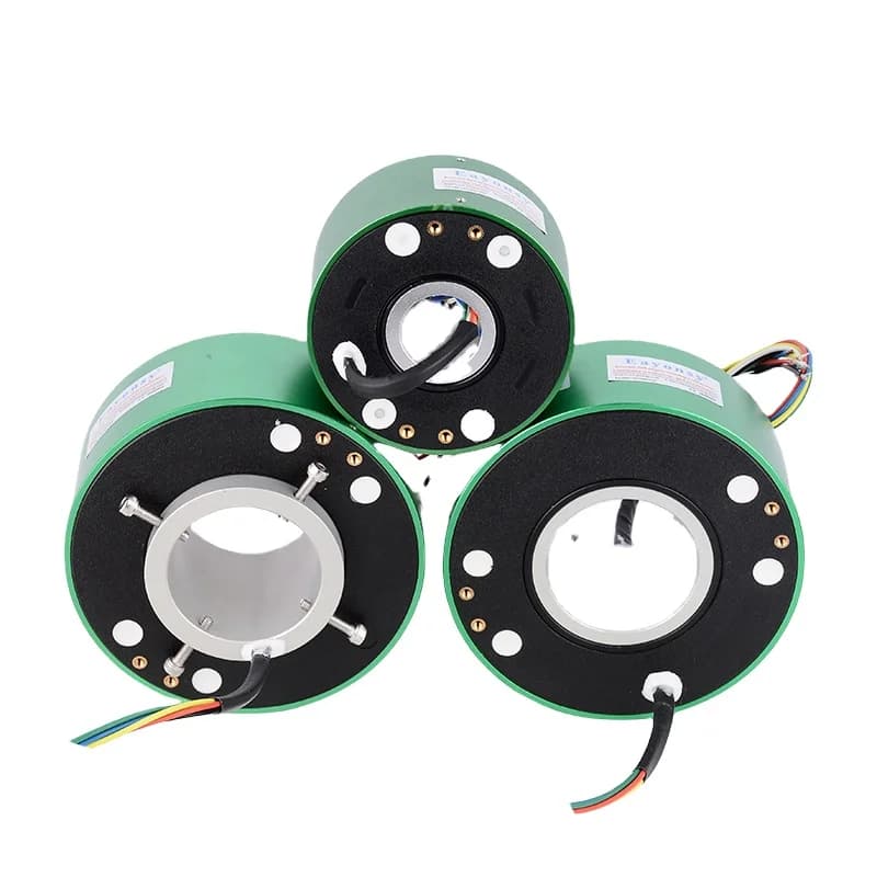Hole manifold ring, metal shaft, 6/12 circuits 10 A, 360 ° Rotation for robotics/winder of coils/packing machine